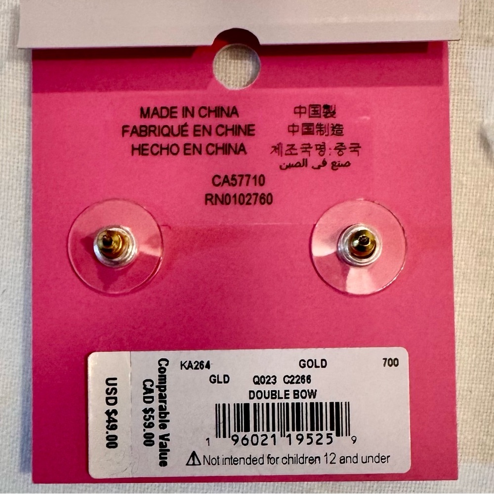 kate spade gold bow stud earrings NWT - Picture 8 of 8
